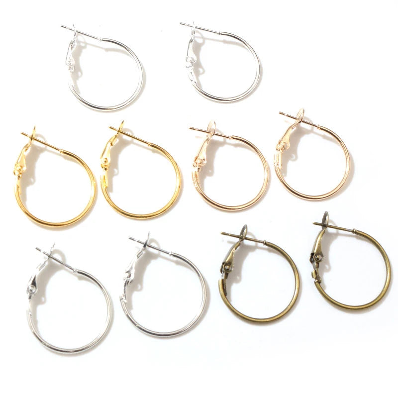 20pcs/Lot 15mm 20mm 25mm 30mm Round Earrings Hoops Plated Big Circle Hoop for Earrings DIY Jewelry Making Findings Supplies
