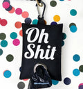 Custom Nylon Cloth Dog Poop Bag Holder Waste Bag Holder OH SHIT Poop Bag Pouch with Hook Pet Supplier Accessories