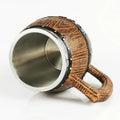 Hot Selling Vintage Faux Oak Wood Barrel Beer Mug Resin Mould Stainless Steel Coffee Cup Fut Eichenfas Mugs Stein Party Office
