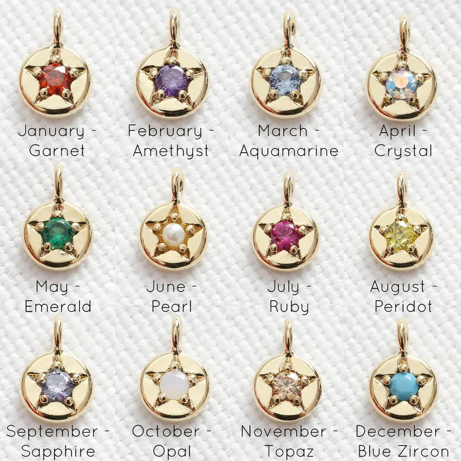 Colorful Star Zircon Pendant DIY Brass Accessories Necklace Box Side Cross Lip O-shaped Stainless Steel Chain Waterproof Jewelry