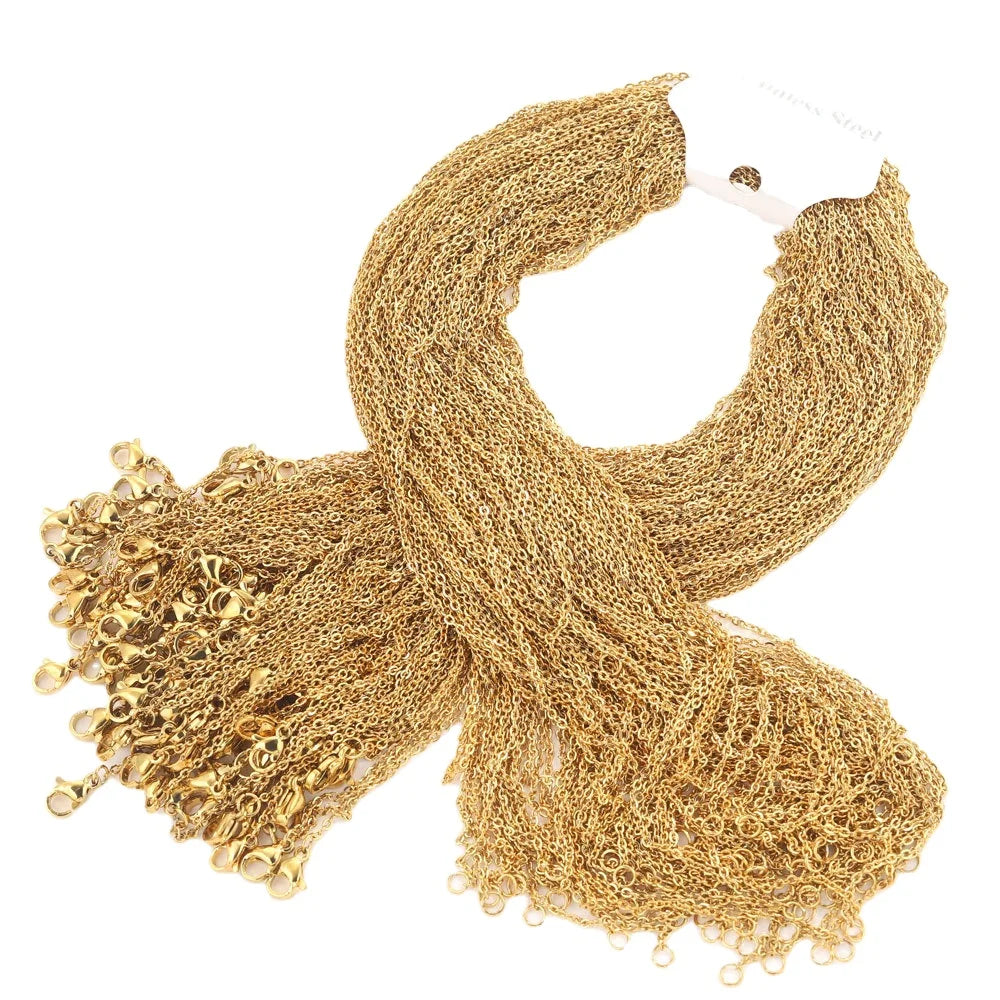 18K Gold Stainless Steel O-shaped Chain Necklace 45 CM DIY Handmade Semi-finished Non Fading Cross Chain