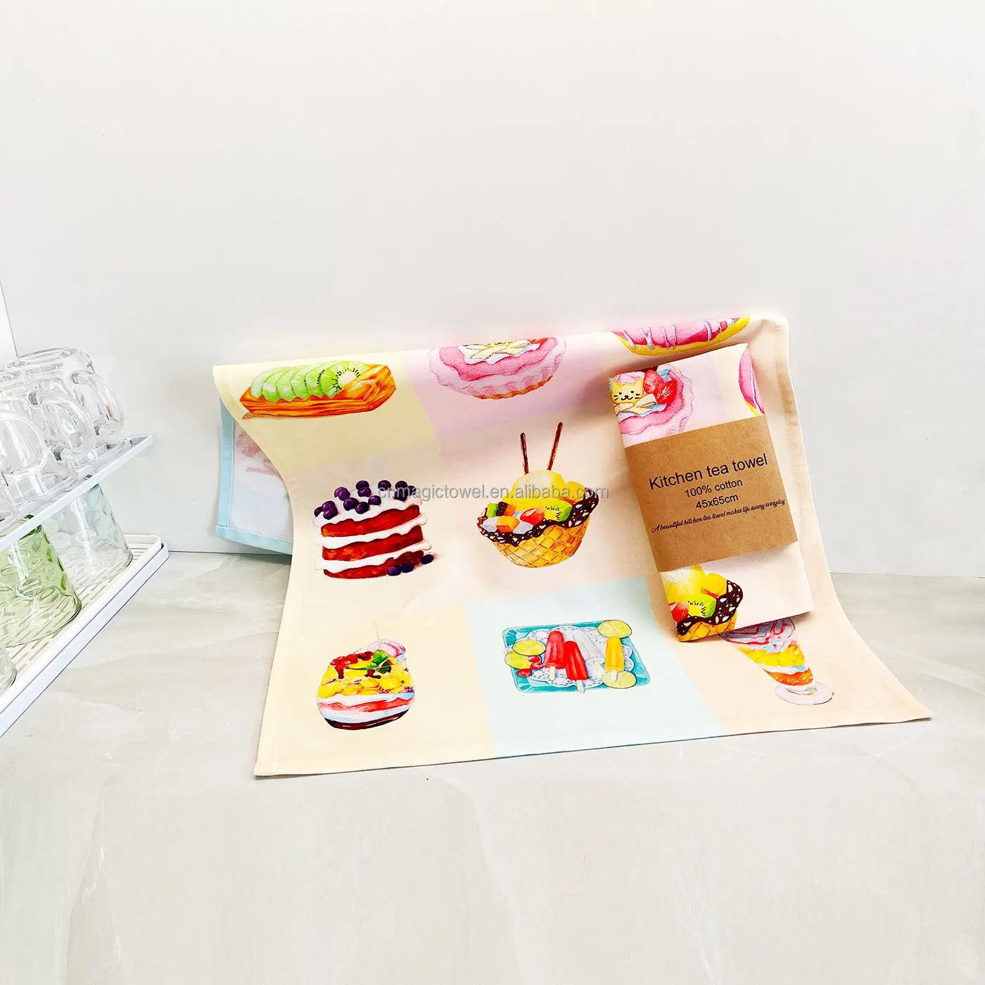 Cartoon Printing Theme Cotton Napkin for Children 100% Cotton Material Napkin Towel Kitchen Tea Towel