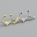 Fine 925 Sterling Silver 18k Gold Plated Clustered Diamond Zircon Flower Shape Stud Earrings for Women