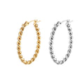 Wholesale Stainless Steel Twist Chain Shape 3cm Hoop Oval Earrings Jewelry for Women China Manufacturer Factory Supplier