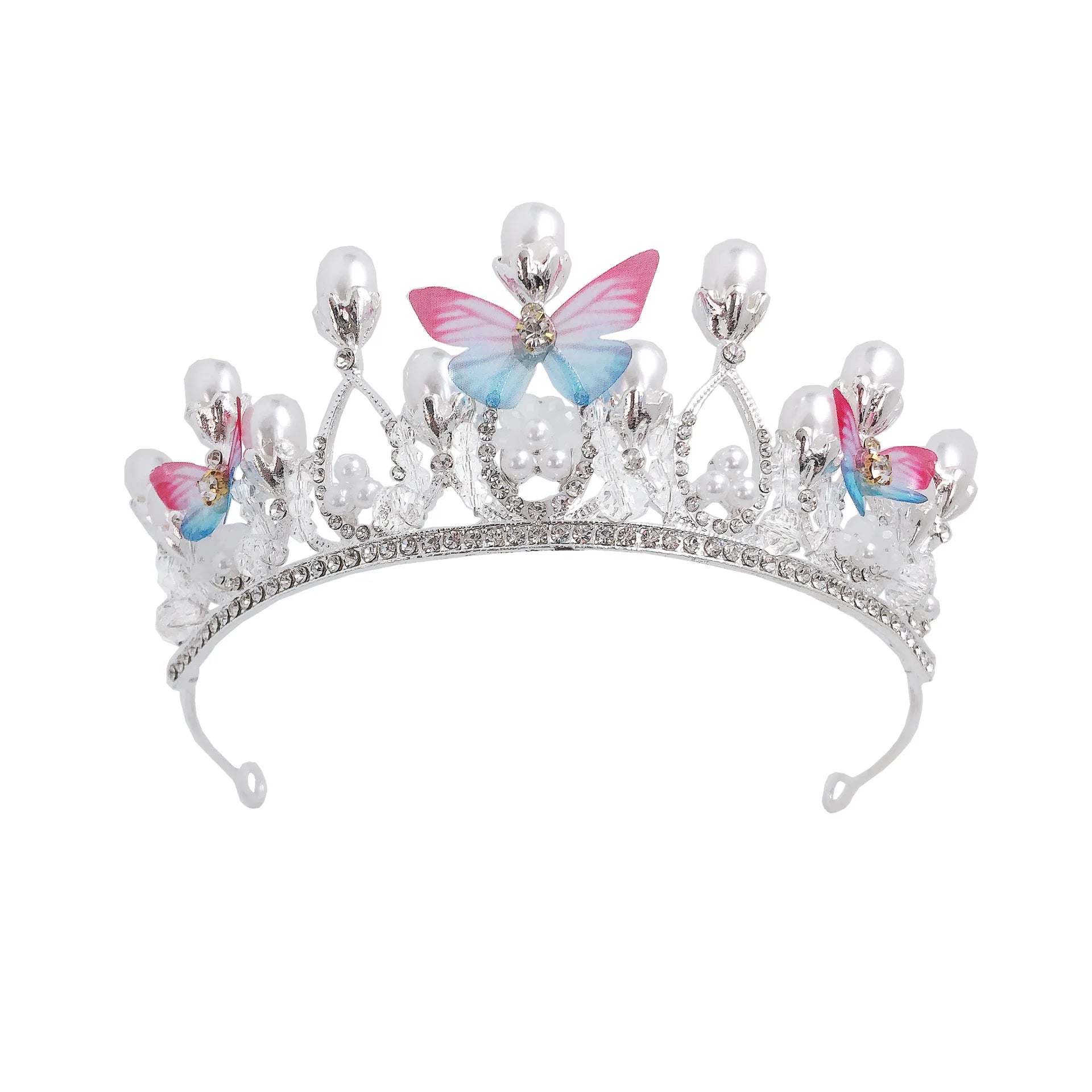 2022 Unique Children Crown Headdress Princess Girl Birthday Crown Lovely Silver Butterfly Hair Gift Tiara