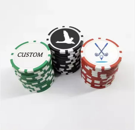 Golf Accessories Bulk Pack Plastic Poker Chip & Ball Markers With Metal Hat Clip