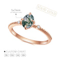OL0907 Abiding Jewelry Dainty Designs Custom 9K 10K 14K 18K Solid Gold Oval Cut 5x7mm Moss Agate Ring Wholesale With Side Stone