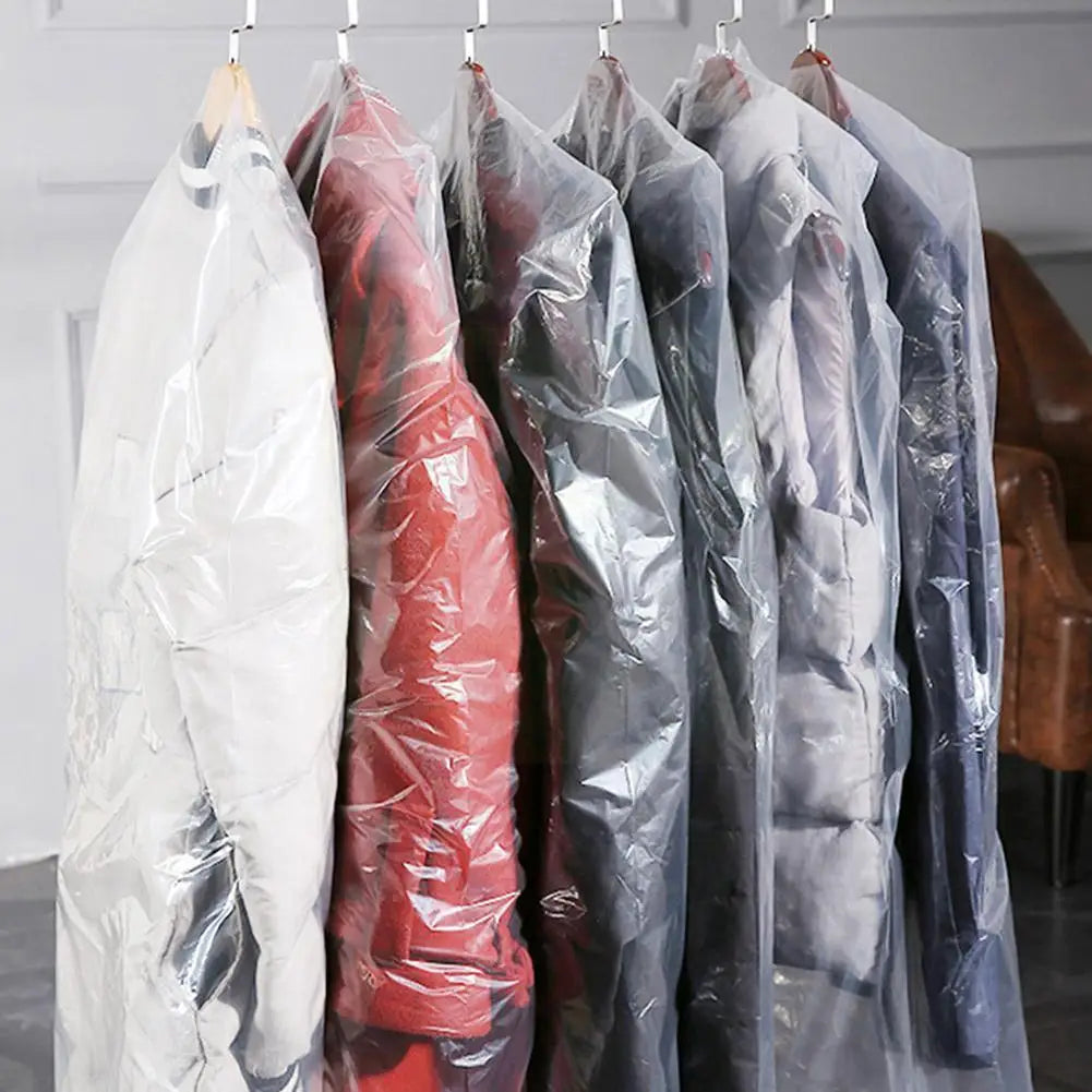 Clear PP Dustproof Hanging Garment Bags with No Closure Modern Style for Clothing Storage and Luggage Protection
