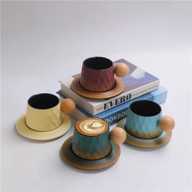 Light Luxury Ceramic Coffee Cup with Tray Novelty Design High-Value Latte Water Mug Cross-Border Home Mug with Lid