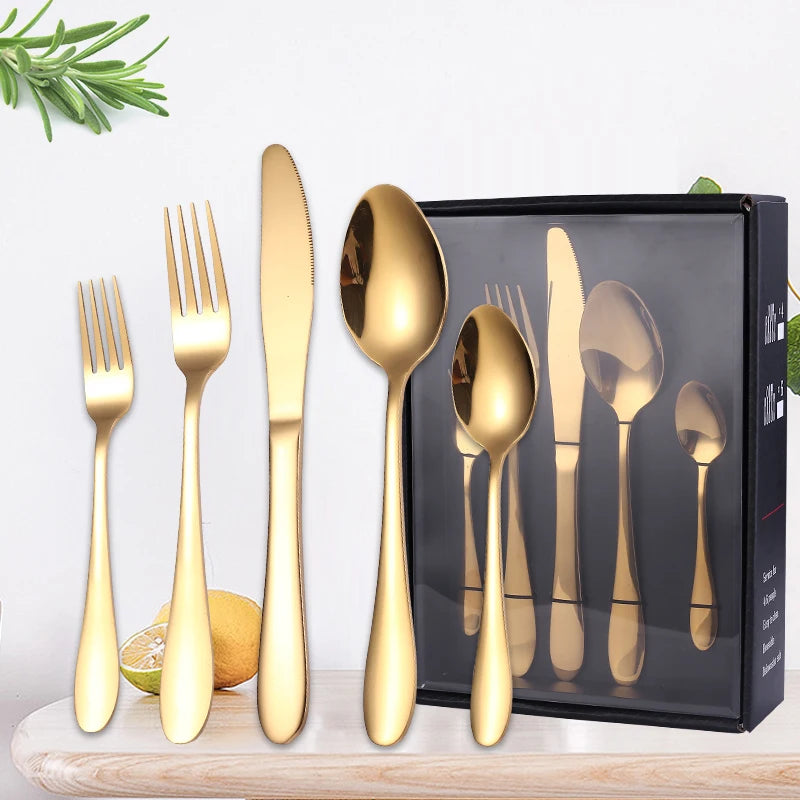 Hot Sale Western Cutlery Stainless Steel Metal Spoon Fork Cutlery Set With Gift Box