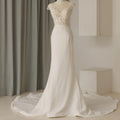 Jancember QD06198 Gorgeous Mermaid Pattern Short Sleeve Floor Length Wedding Dress