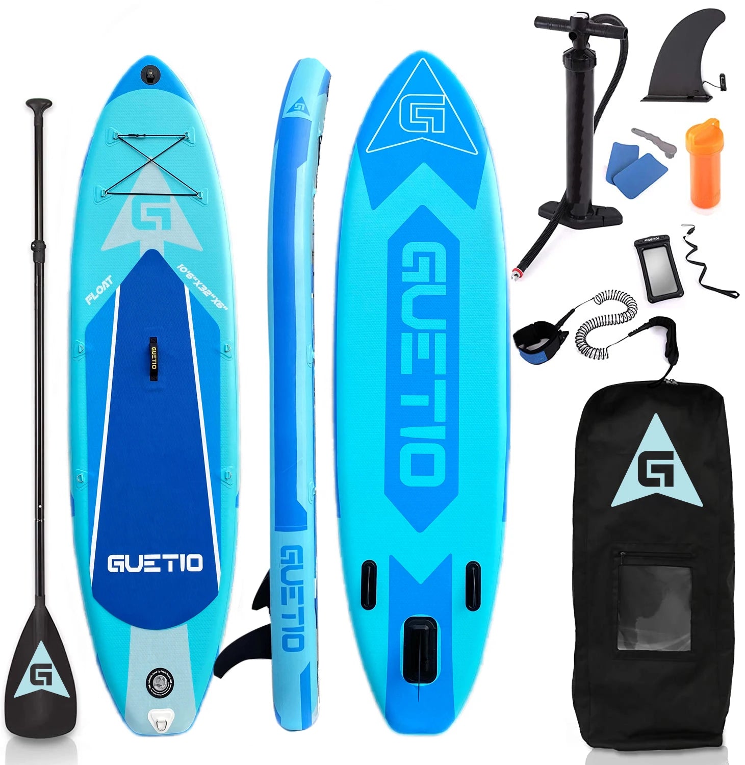 GUETIO SUP Paddle Board PVC Air Board SUP Surfing Stand up All Round Inflatable Paddleboard Softboard