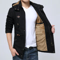 M-5XL Men's Autumn and Winter New Men's Plush Business Windbreaker Large Size Medium Length Jacket  Coat