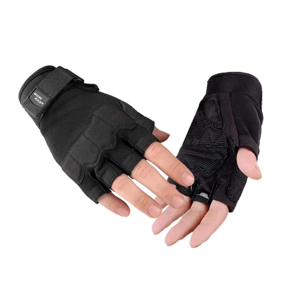 Black Anti Slip Half Finger Tactical Shooting Gloves Sample Custom Logo Sports Glove Fitness Gym Gloves for Men