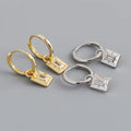 New Unique Design S925 Sterling Silver 925 Silver Square Pendant Earrings for Women EH1359