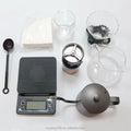 Traveling  Pour Over DIY Coffee Maker Set -Coffee Server/Filter/Grinder/Kettle /Electronic Scales/Scoop with Travel  Bag