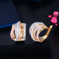 Luxury Twisted Lines Micro Cubic Zirconia Setting European Women Wedding Big Hoop Earrings Dubai Gold Plated Jewelry MegaBDM