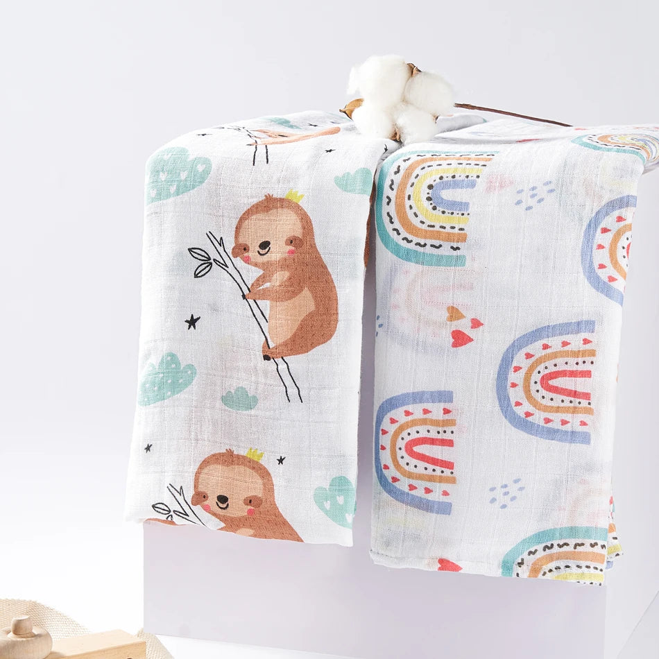 Happyflute Blanket Baby Rainbow Island 70%bamboo 30% Cotton Baby Blankets Soft Newborn Muslin Swaddles in Stock
