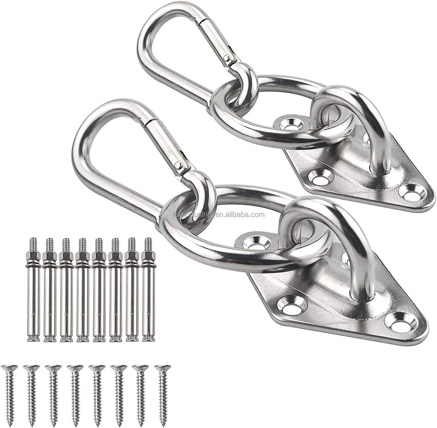 Stainless Steel Garden Wall Anchor Bolt M8 Carabiner Hooks O-Ring Eye Plate Aerial Yoga Hammock Swing Hanging Kit Living Room