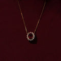 Vintage Luxury Fancy Pure 925 Sterling Silver Clavicle Chain Red Zircon Gemstone Ruby Pendant Necklace for Women Jewelry