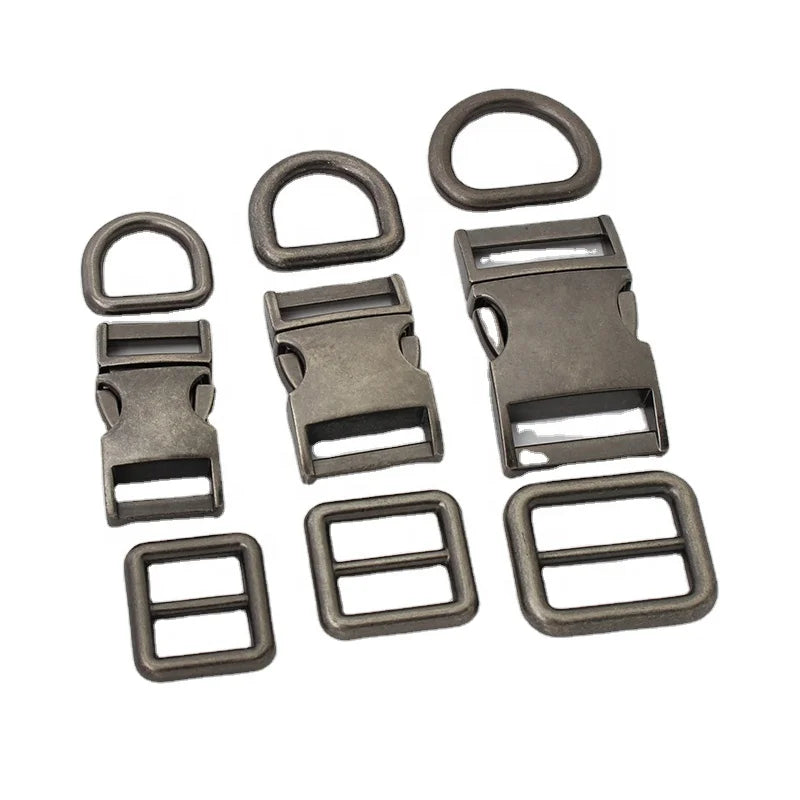 Nolvo World 3sizes Old Silver Metal Side Release Buckle D Ring and Tri-buckle Hardware Suit