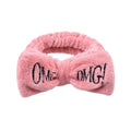 MIO Wholesales Girls Cute Face Washing Plush Hair Bands Letters Bow Coral Fleece Headband Elastic Hair Bands