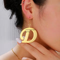 Small Letter Gold Stainless Steel Alphabet Initial Pendant Earrings for Women Jewelry