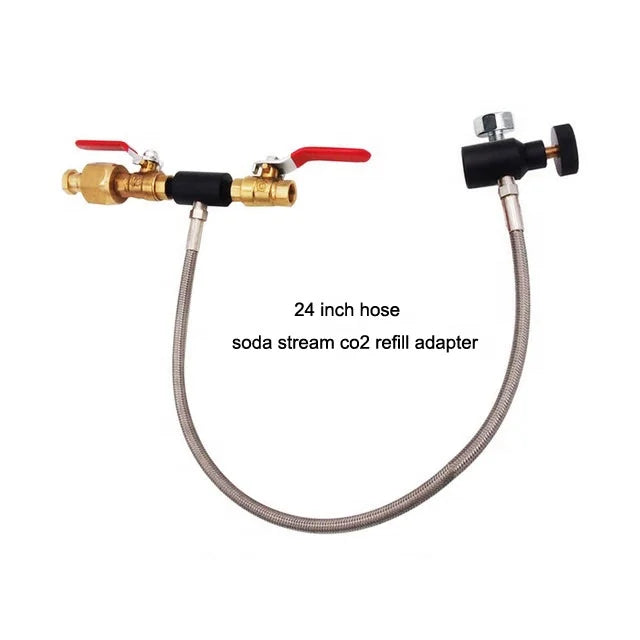 24 Inch G1/2 Durable CO2 Cylinder Refill Adapter Bottle Connector for Soda Stream Compatible Soda Maker Accessories Stainless