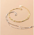 Minimalist Statement Double Layer Chain 18K Gold Plated 925 Sterling Silver Bracelets Fashion Jewelry for Women