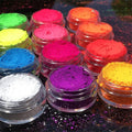 12pcs/set Neon Nail Powder Eyeshadow Dust Fluorescence Effect Nails Glitter Pigment Chrome Dust DIY Nail Decoration Man