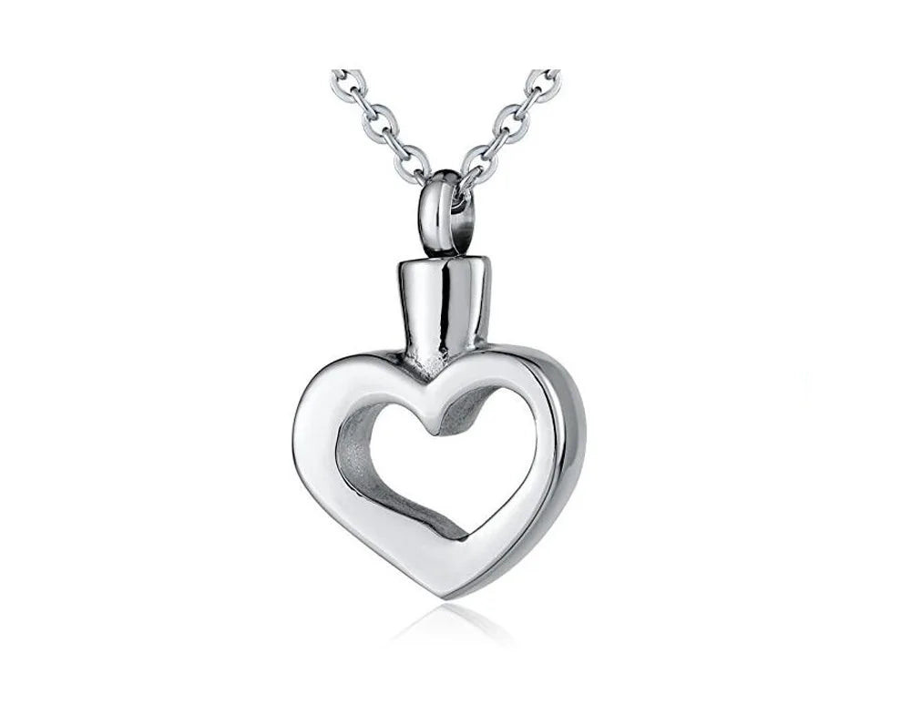 New Arrival Women Stainless Steel Heart Urn Pendant with Memorial Commemorate Jewelry