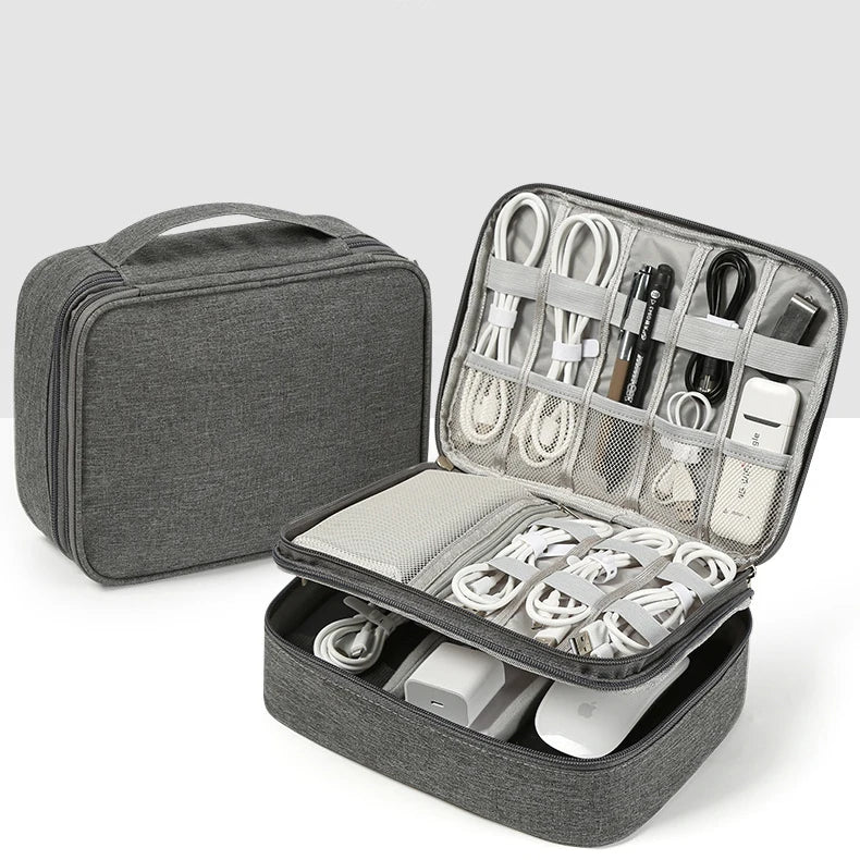 Custom LOGO Wholesale Travel Charging Cable Organizer Pouch Headphone Storage Bag Waterproof Polyester Digital Storage Bag