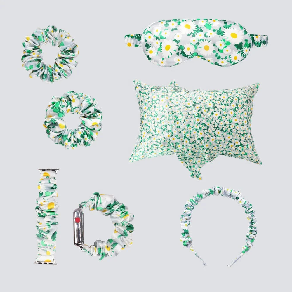 Custom Printed logo Silk Eye Mask and Scrunchies Silk Pillow case 100% Pure Mulberry Silk Pillowcase Set
