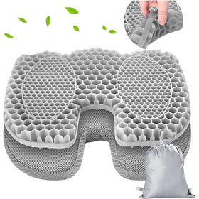 Bed Pillow TPE Gel Seat Cushion Double Thick Honeycomb Shape Eco-Friendly Waterproof for Long Sitting with Removable Cover