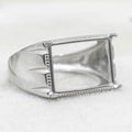 Sterling Silver 11*14mm Semi Mount Men's Ring Frame Empty Blank Claw Setting S925 Base Holder Without Center Stone for DIY Inlay