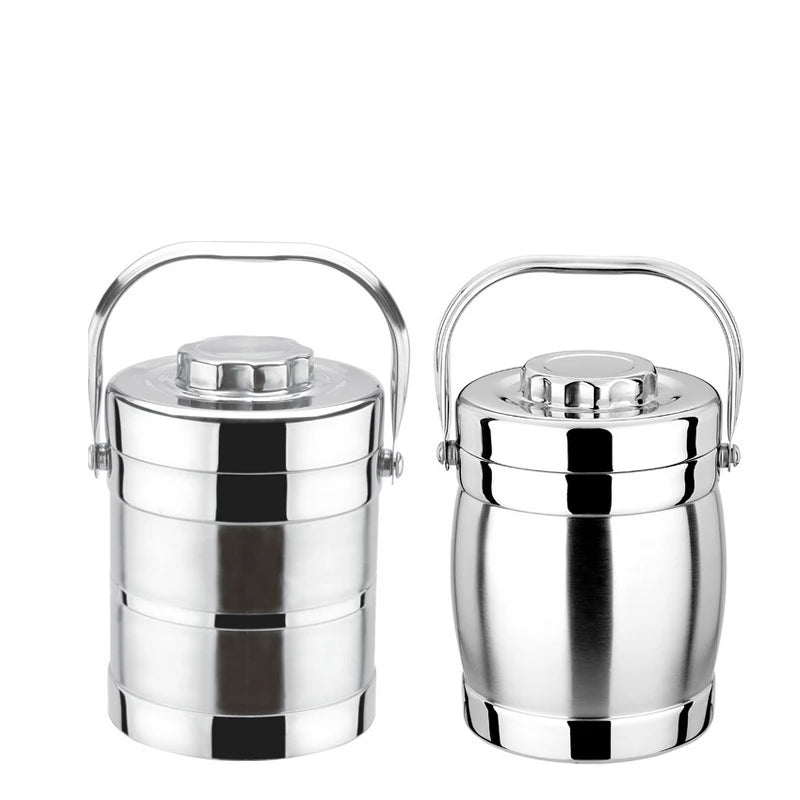 Hot Selling Double Layer Stainless Steel Non-magnetic Thermal Insulation Lunch Box Lunch Barrel
