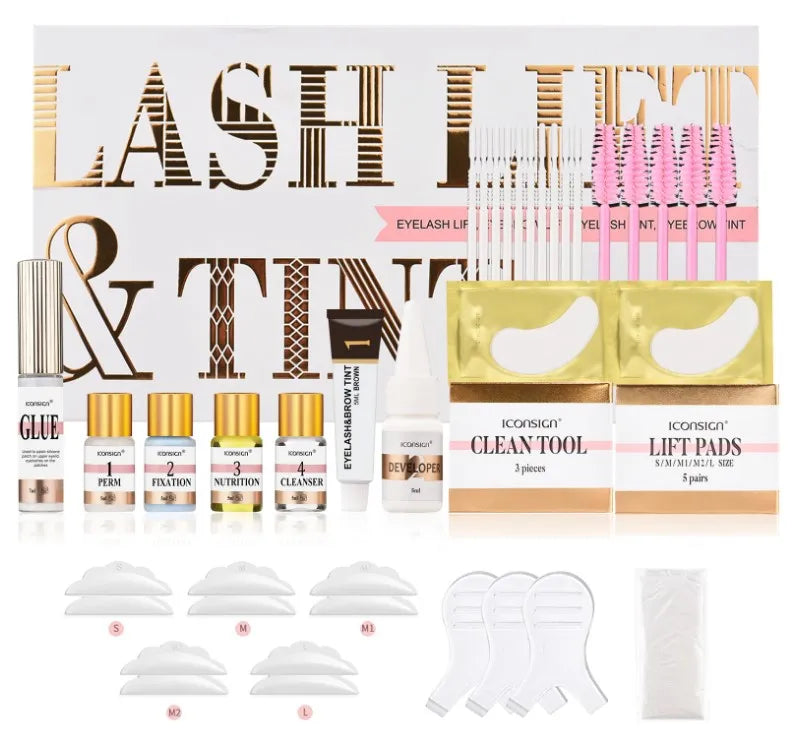 ICONSIGN Lash Lift and Tint Kits of Eyebrow and Eyelash Extension Dye Lift 2 in 1 Semi-Permanent Eyelash Perm Curling Kits