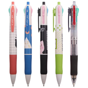 Custom Logo 4 Color Plastic Promotional 4-in-1 Novelty Ballpoint Pen 0.7mm Multi-Colored Ink