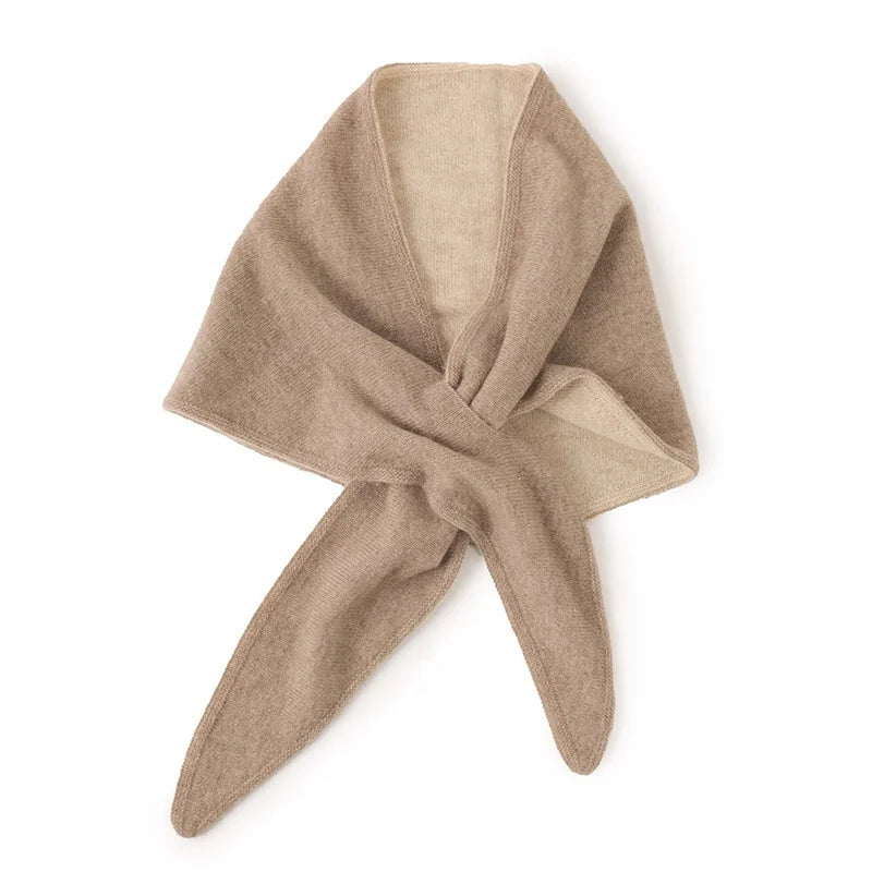 Designer Brand Triangle Cashmere Snood Scarf Custom Fashion Plain Knit Winter Women Cashmere Scarves Shawl