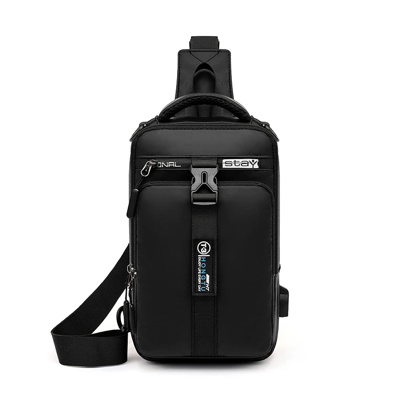 Factory Custom Manufacture Wholesale Customized Private LOGO With USB Shoulder Fashion Men Chest Bag