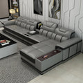 SOFA BED Modern GENUINE LEATHER Three Seat Leather Functional Sofa Living Room