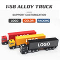 1:58 Scale Custom Logo Alloy Transport Vehicle Diecast Car Metal Semi Trailer Container Model Truck