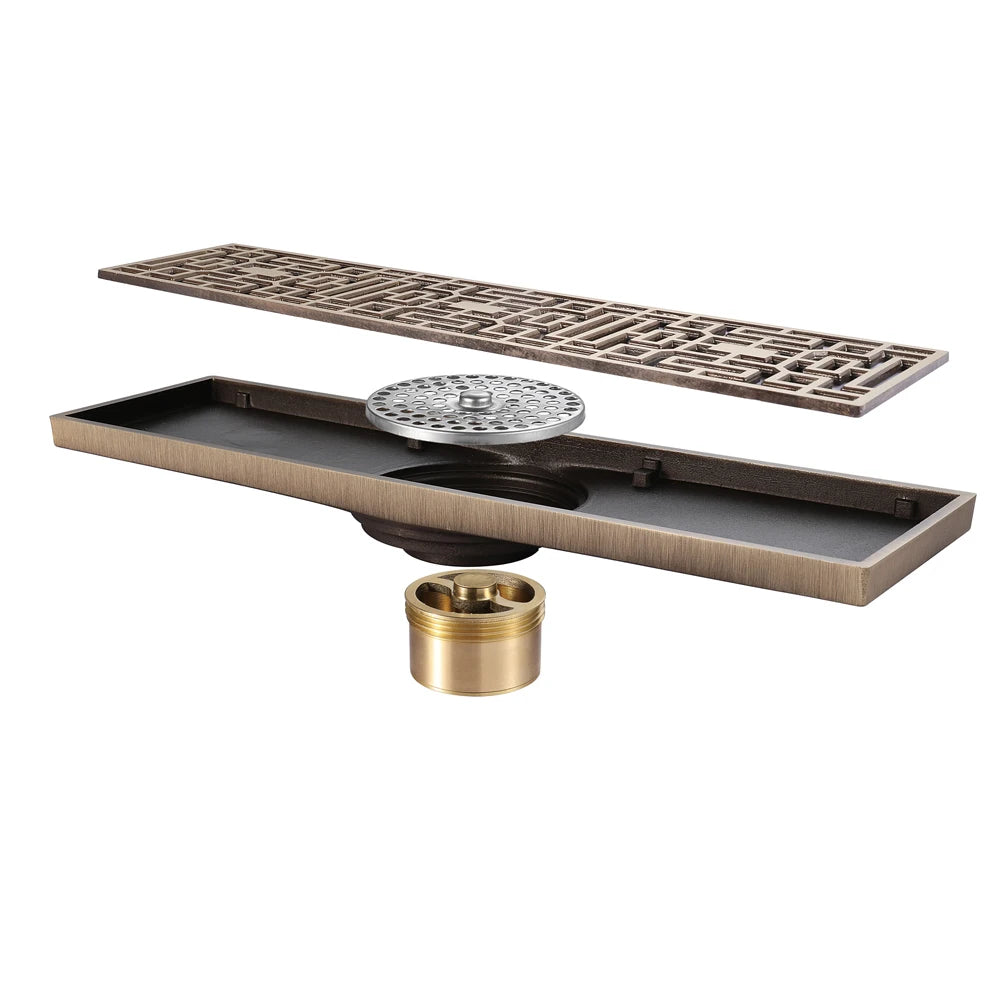 Classic Bronze Shower Floor Drains Brass Bathroom Floor Drain with Removable Strainer MegaBDM