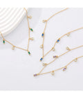 Women Fine Jewelry Necklaces Colored Cubic Zirconia Square CZ 925 Sterling Silver 18k Gold Plated Charm Necklace
