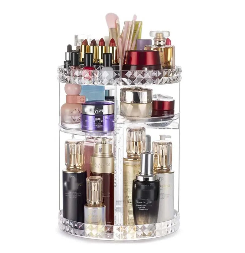 Wholesale DIY Adjustable 360 Rotating Makeup Organizer Cosmetic Makeup Storage Holder  Spinning Skincare Organizer