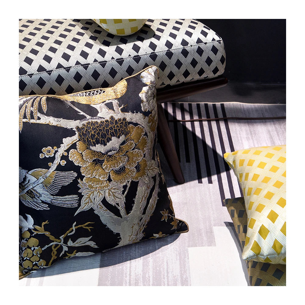 M&Y 100% Polyester Jacquard Viscose Cotton Curtain Designer Fabric Geometric Pattern Style Plain Style for Sofa Upholstery