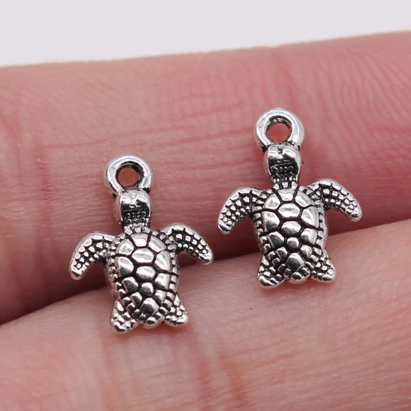 10x13mm Antique Silver Metal Turtle Charm Pendant for Jewelry Making Metal Charms Customized