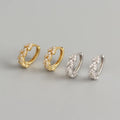 European Luxury Jewelry 925 Sterling Silver Leaf Olive Shape with Cz Diamond Hoop Earrings