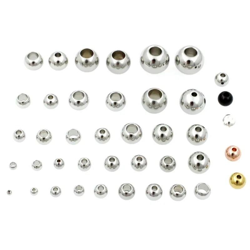 100pcs/bag Stainless Steel Flat Round Silicone Bead Spacers Oval Square Slide Spacer Based Loose Beads for DIY Jewelry Making