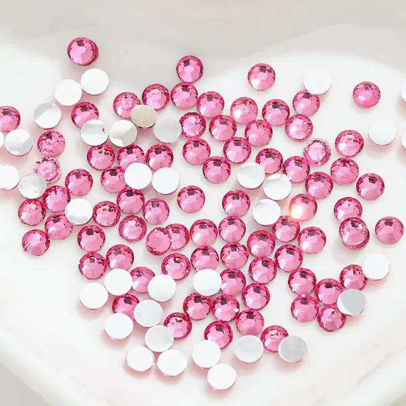 Wholesale Non-Hotfix Flatback Silver Bottom Light Pink Resin Rhinestones Sew-On Glass for DIY Crafts Big Package